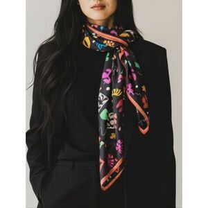 Albert Nipon Colorful Abstract Patterned Swuare Scarf